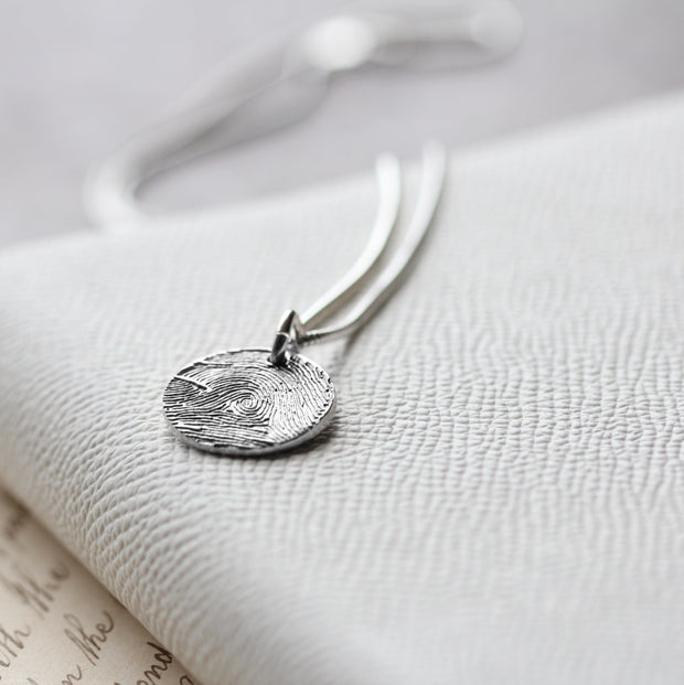 Round Fingerprint Charm Necklace