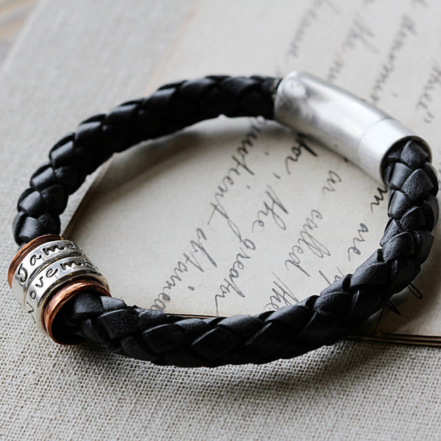 Personalised Copper and Silver Men's Bracelet