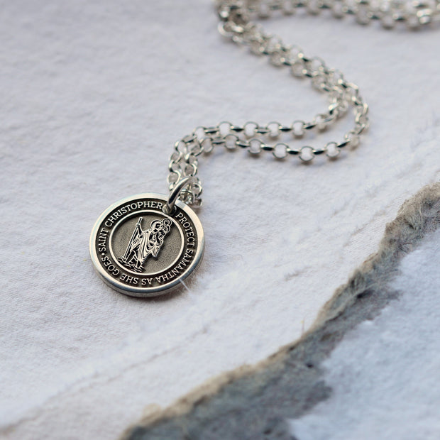 Personalised Silver St Christopher Necklace