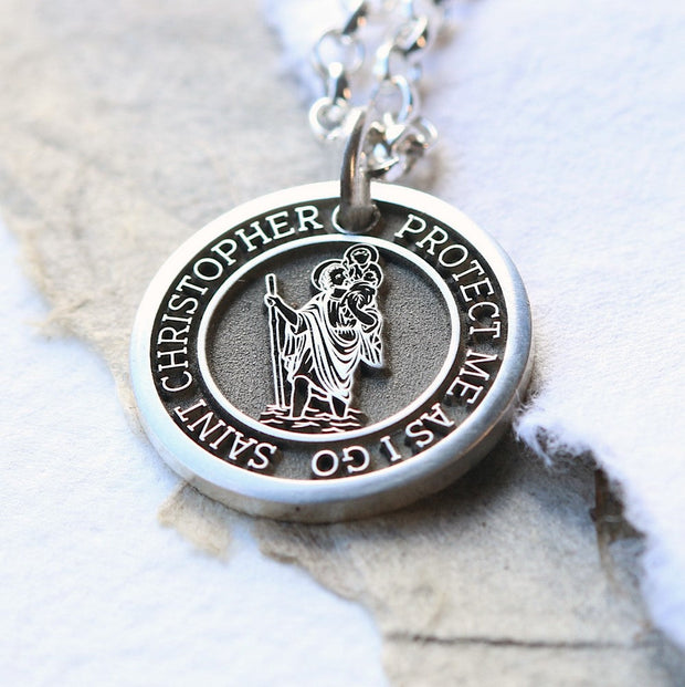 Personalised Silver Saint Christopher Pendant