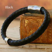 Personalised Classic Silver and Leather Bracelet