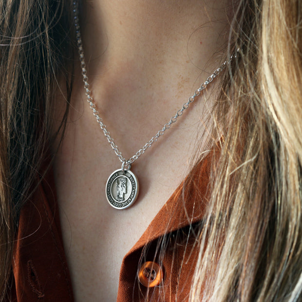 Personalised Silver Saint Christopher Pendant