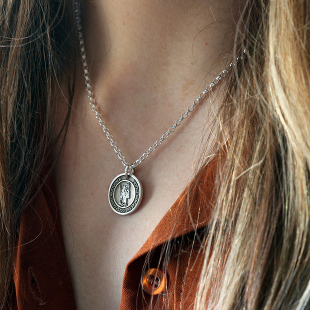 Personalised Silver St Christopher Necklace
