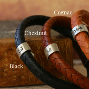 Personalised Classic Silver and Leather Bracelet