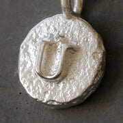 Sand Cast Silver Letter Necklace