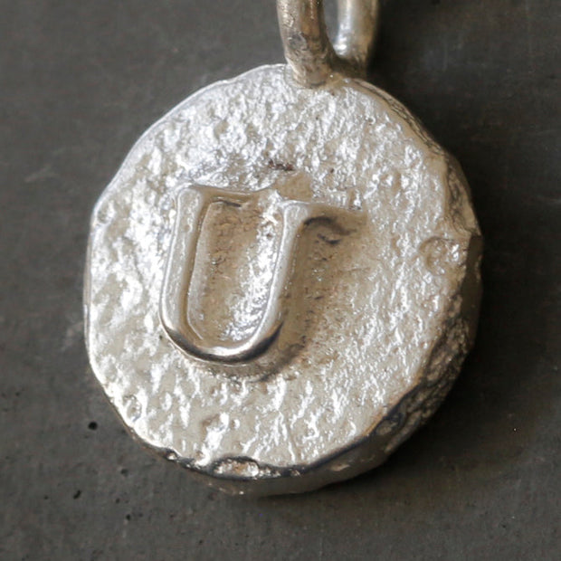 Sand Cast Silver Letter Necklace