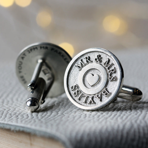 Deep Engraved Heart Cufflinks