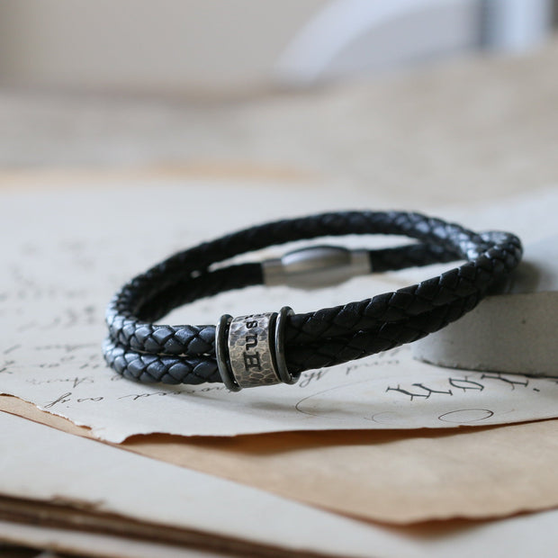 Hammered Black Story Bracelet