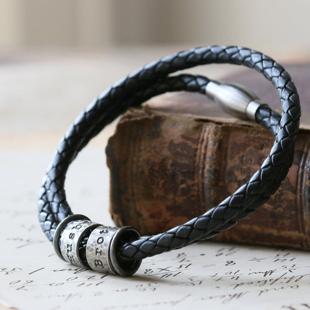 Hammered Black Story Bracelet