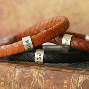 Personalised Classic Silver and Leather Bracelet