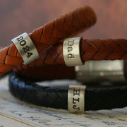 Personalised Classic Silver and Leather Bracelet