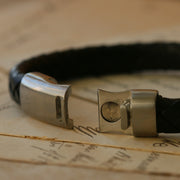 Personalised Classic Silver and Leather Bracelet