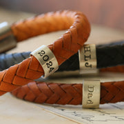 Personalised Classic Silver and Leather Bracelet