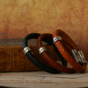Personalised Classic Silver and Leather Bracelet