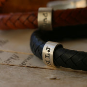 Personalised Classic Silver and Leather Bracelet