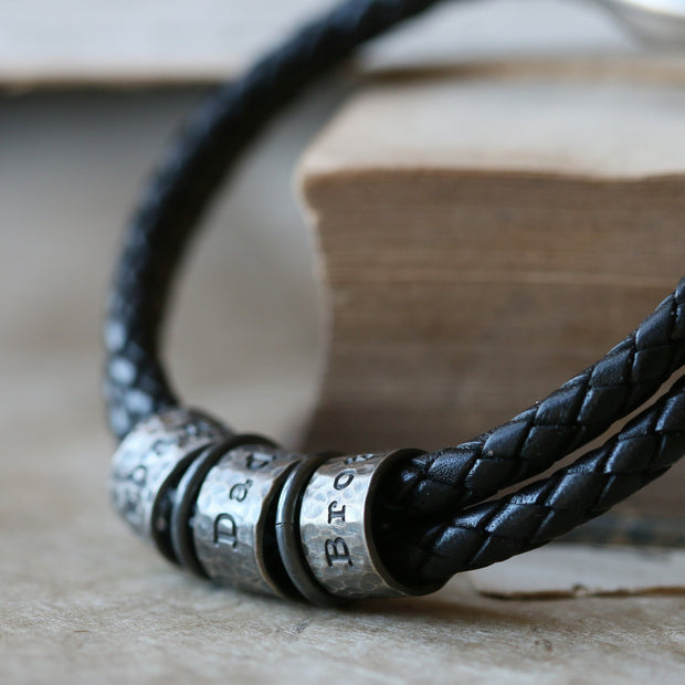 Hammered Black Story Bracelet