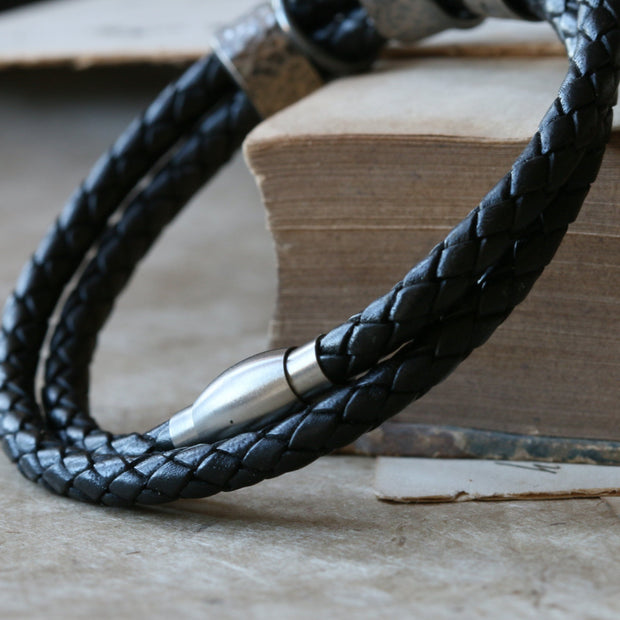 Hammered Black Story Bracelet