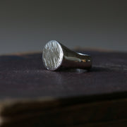 Sand Cast Silver Oval Signet Ring