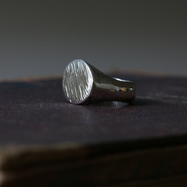 Sand Cast Silver Oval Signet Ring