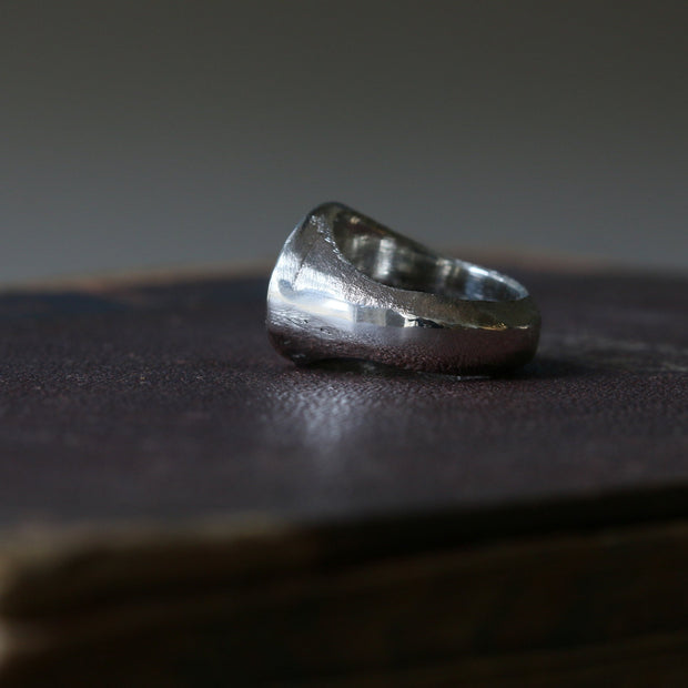 Sand Cast Silver Oval Signet Ring
