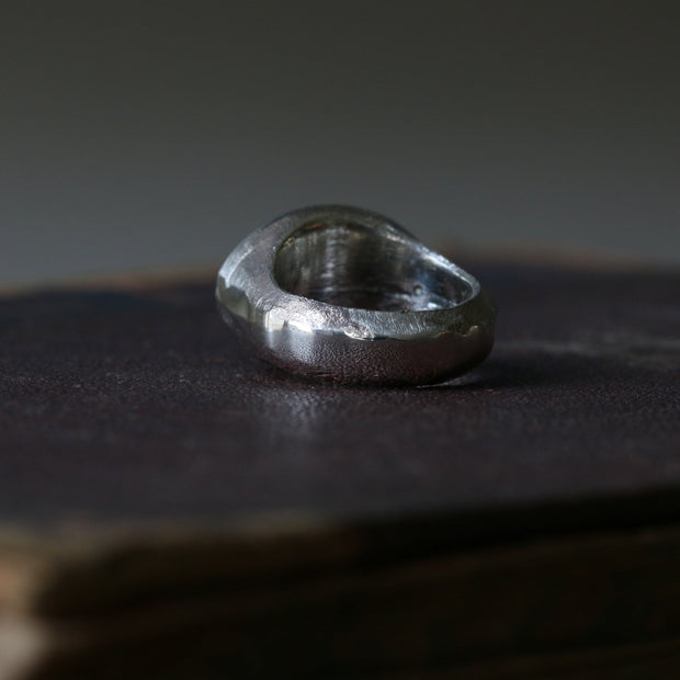 Sand Cast Silver Oval Signet Ring