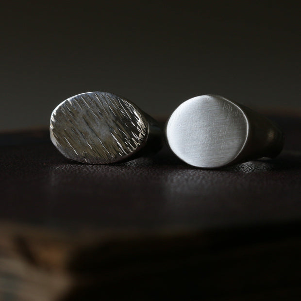 Sand Cast Silver Oval Signet Ring