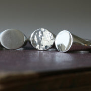 Sand Cast Silver Oval Signet Ring