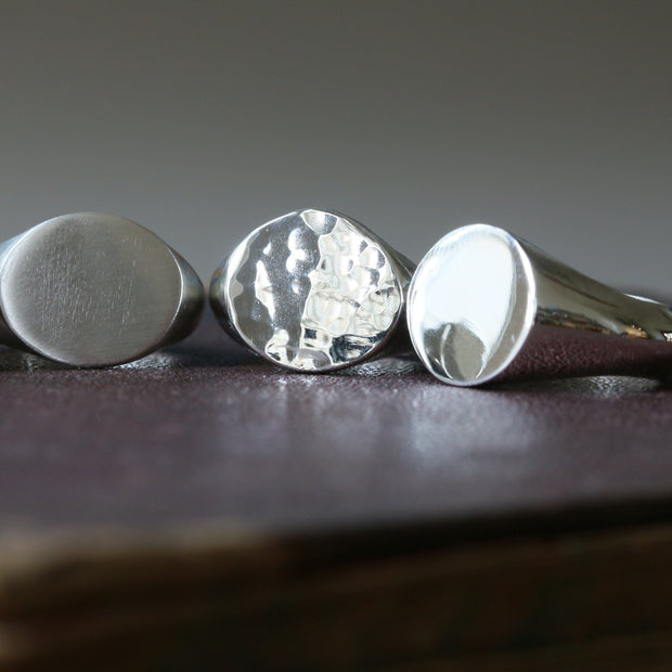 Sand Cast Silver Oval Signet Ring