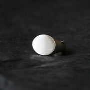 Sand Cast Silver Oval Signet Ring