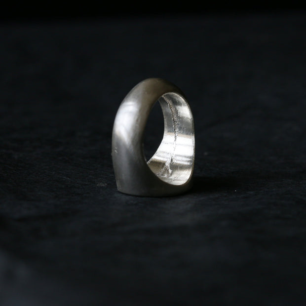 Sand Cast Silver Oval Signet Ring