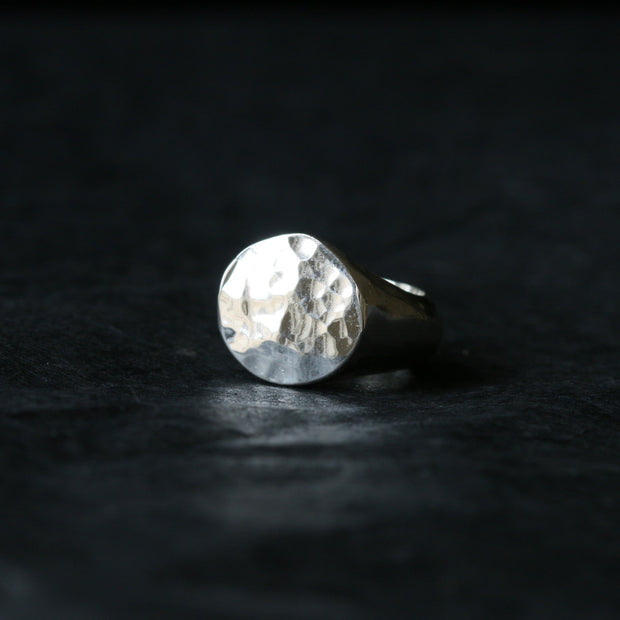Sand Cast Silver Oval Signet Ring