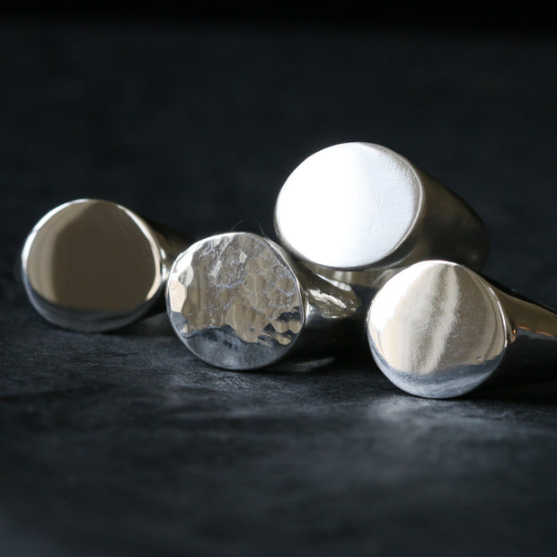 Sand Cast Silver Oval Signet Ring