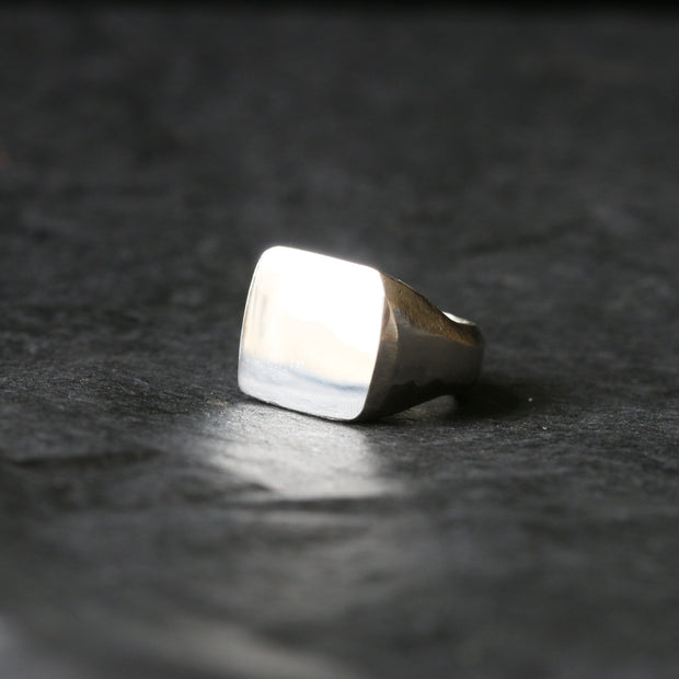 Sand Cast Silver Square Signet Ring