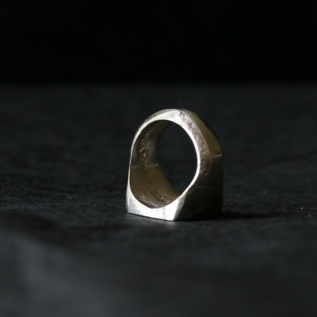 Sand Cast Silver Square Signet Ring