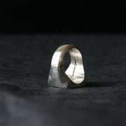 Sand Cast Silver Square Signet Ring