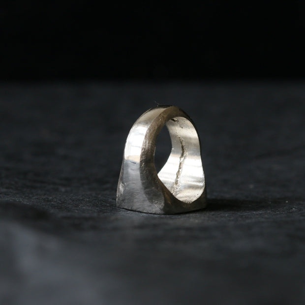 Sand Cast Silver Square Signet Ring