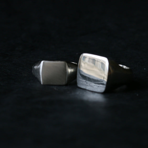 Sand Cast Silver Square Signet Ring