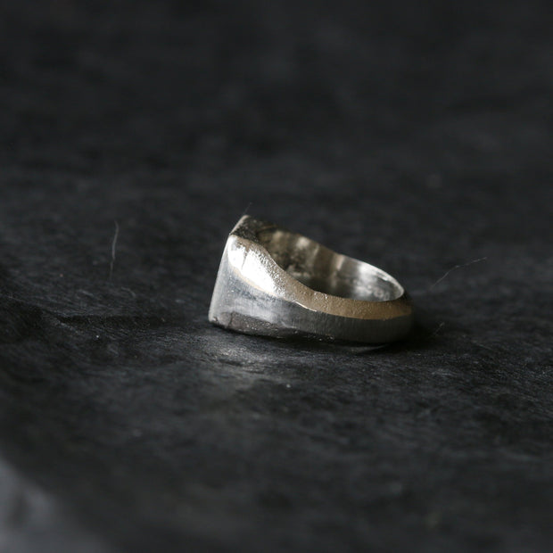 Sand Cast Silver Square Signet Ring