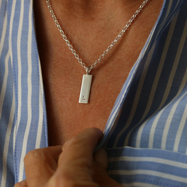Personalised Initial Ingot Bar Necklace