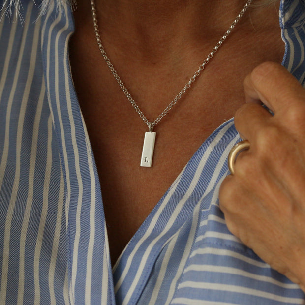Personalised Initial Ingot Bar Necklace
