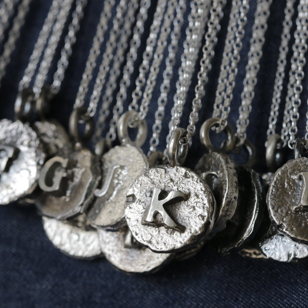 Sand Cast Silver Letter Necklace