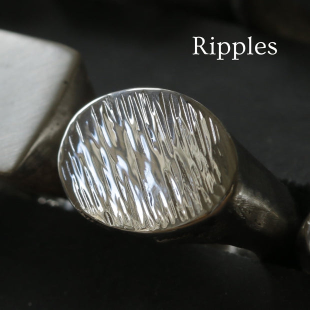 Sand Cast Silver Oval Signet Ring