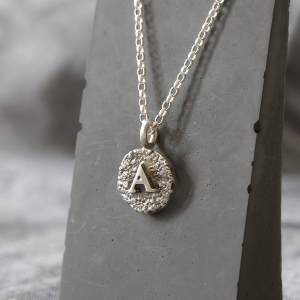Sand Cast Silver Letter Necklace