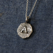 Sand Cast Silver Letter Necklace