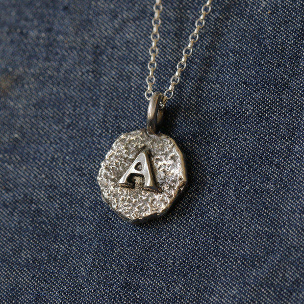Sand Cast Silver Letter Necklace