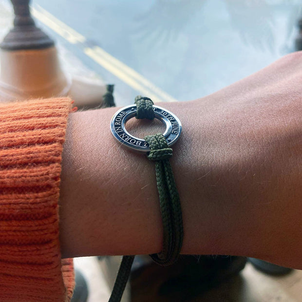 Paracord Personalised Silver Washer Bracelet