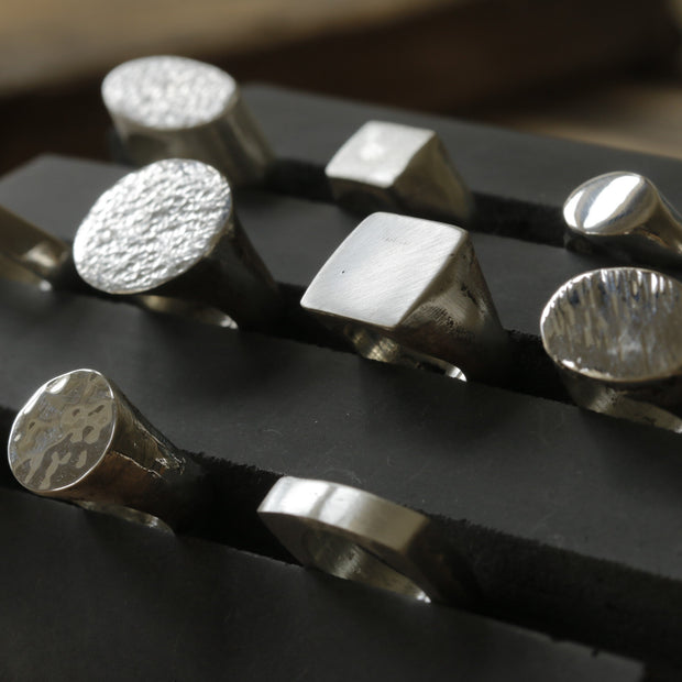 Sand Cast Silver Oval Signet Ring
