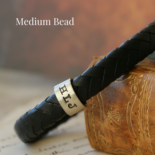 Personalised Classic Silver and Leather Bracelet