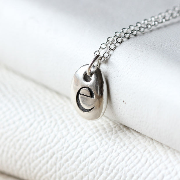 Silver Personalised Letter Pebble Necklace
