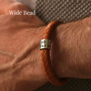 Personalised Classic Silver and Leather Bracelet